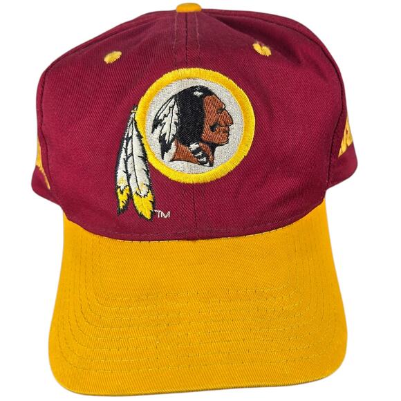 VTG Washington Redskins Cap Hat All Over Print Eastport NFL Spellout Side Back
